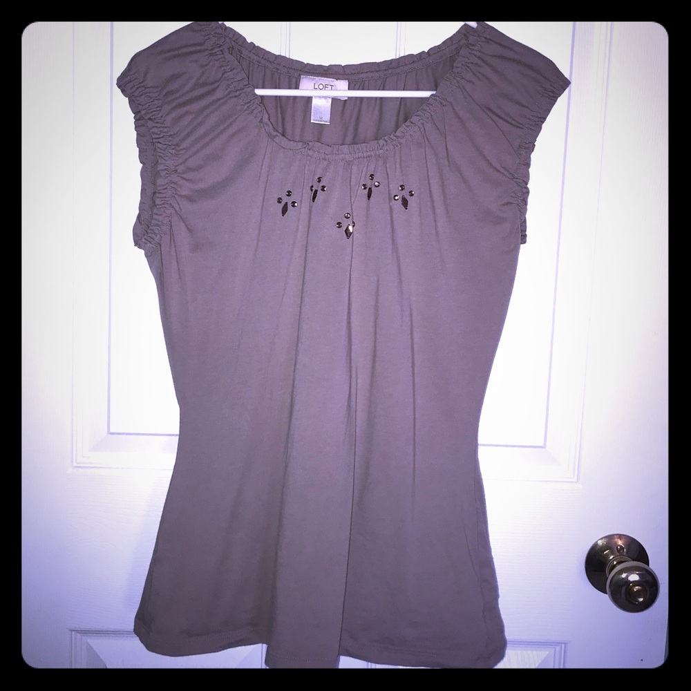 Loft- tan/brown shirt with detailed front